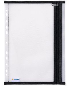 Pochette de rangement perforée à fermeture éclair Transparent / Noir - A4 : HERMA image 2