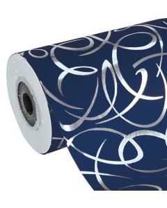 Papier Cadeau Arabesque bleu sur rouleau - 700 mm x 50 m CLAIREFONTAINE
