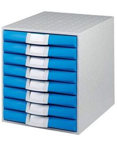 Module de rangement 8 tiroirs - The System Office - Gris/bleu glacé : EXACOMPTA modèle