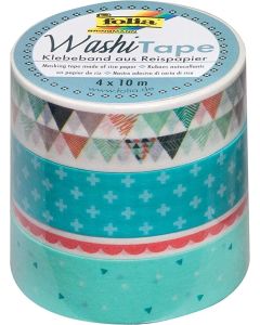 Ruban décoratif autocollant - Pastel : FOLIA Washi Tape Lot de 4 Visuel