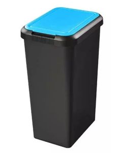 Poubelle de tri sélectif avec couvercle - 45 litres - Noir/Bleu : CEP