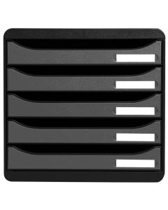 309738D EXACOMPTA : Module de rangement 5 tiroirs - Big Box Plus - Noir/Argent
