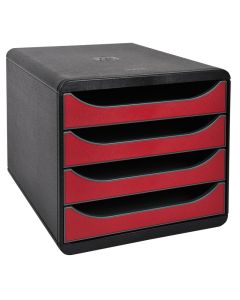 Caisson à 4 tiroirs - Big Box - Noir/Rouge Carmin : EXACOMPTA Iderama image