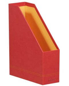 Porte-revues en simili cuir - Dos de 95 mm - Noir/Orange RHODIA