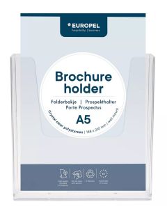 Porte-brochures mural A5 portrait - 1 compartiment - Transparent EUROPEL