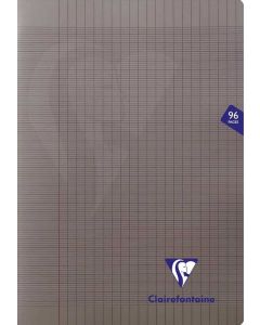 Cahier A4 - 96 pages - Grands Carreaux - Gris CLAIREFONTAINE Mimesys Exemple modèle