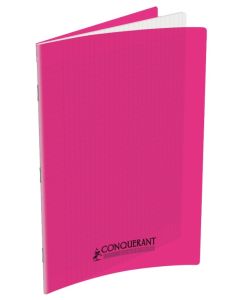 Cahier d'écolier 96 pages Grands carreaux - 210 x 297 mm - Polypro Rose : CONQUERANT Visuel