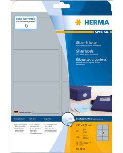Étiquettes adhésives - Argent - 99,1 x 67,7 mm HERMA 4114