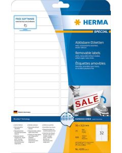 Étiquettes adhésives amovibles 96 x 16,9 mm HERMA 4206