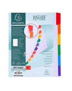 EXACOMPTA : Jeu de 6 intercalaires carte blanche et onglets couleurs plastifiés 4306E