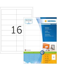 Étiquettes adhésives - 97 x 33,8 mm - Blanc : HERMA Premium Lot de 1600 Image
