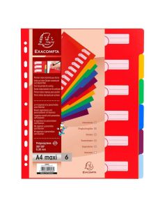 Jeu de 6 Intercalaires en PP opaque - 245 x 297 mm EXACOMPTA