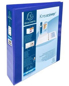 Classeur personnalisable 4 anneaux avec 2 Pochettes - Bleu -  Dos de 64 mm EXACOMPTA Image