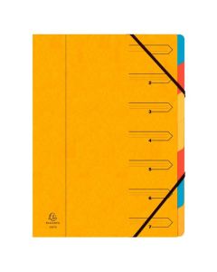 54079E EXACOMPTA : Trieur avec élastiques - 7 compartiments - Jaune