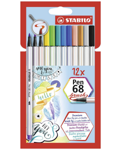 Stylo-feutre Pen 68 Brush Etui en carton STABILO Lot de 12