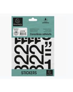 Pochette de Chiffres adhésifs de 0 à 9 - 50 mm - Noir : EXACOMPTA image