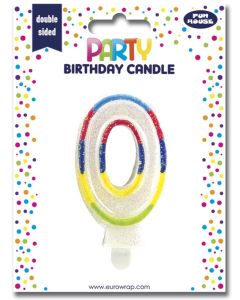 Bougie d'anniversaire Chiffre 0 pailletée - 75 mm CLAIREFONTAINE