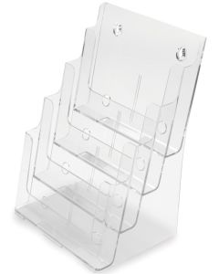 Porte-brochures incliné - 4 compartiment - A4 portrait DEFLECTO