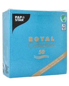 Lot de 50 Serviettes en papier - Turquoise - 400 x 400 mm : PAPSTAR Royal Collection Photo