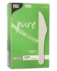 Couteaux jetables en papier - 158 mm - Blanc PAP STAR Pure Lot de 100