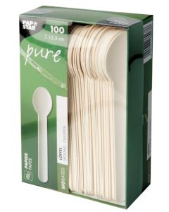 Cuillères jetables en papier - 155 mm PAP STAR Pure Lot de 100