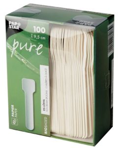 Cuillères à glace jetables en bois ciré - 94 mm PAP STAR Pure Lot de 100
