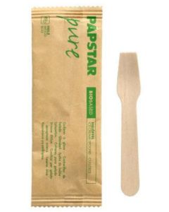 Cuillères à glace jetables en bois - 94 mm PAP STAR Pure Lot de 50