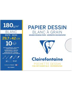 Feuilles de papier dessin à grain 180 g/m² - 297 x 420 mm - Blanc : CLAIREFONTAINE Lot de 10 Visuel