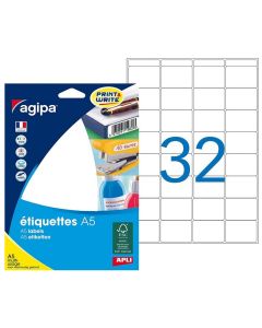 Étiquettes adhésives - 24 x 33,5 mm - Blanc : AGIPA Lot de 512 image