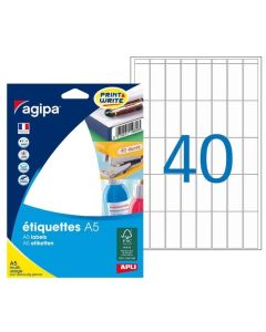 Étiquettes adhésives - 35 x 15 mm - Blanc : AGIPA Lot de 640 Image