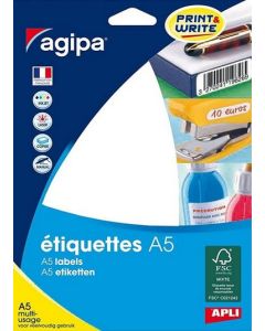 Étiquettes adhésives - 56 x 34 mm - Blanc : AGIPA Lot de 192 Image