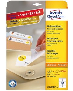 Étiquettes amovibles - Blanc - 99,1 x 42,3 mm AVERY Ecologique Lot de 360