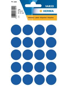 HERMA 1883 : Lot de 100 étiquettes adhésives rondes - 19,0 mm - Bleu foncé