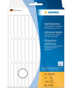 HERMA : Lot de 1248 étiquettes adhésives - 6,0 x 50,0 mm - Blanc
