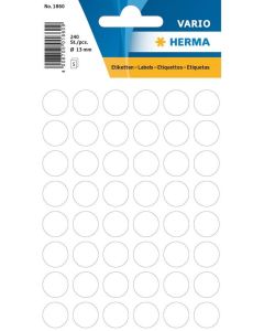HERMA : Lot de 240 étiquettes adhésives rondes - 13,0 mm - Blanc