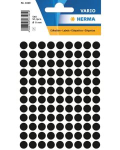 HERMA 1849 : Lot de 540 étiquettes adhésives rondes - 8,0  mm - Noir
