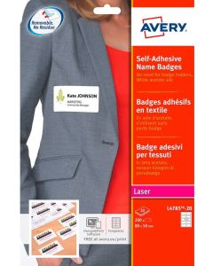 Etiquettes Badges adhésifs pour Textile - Blanc - 80 x 50 mm : AVERY Lot de 200 Image