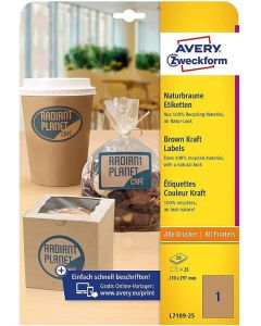 Étiquettes adhésives A4 210 x 297 mm Kraft AVERY Lot de 25