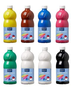 Lot de 8 gouaches liquides 1000 ml - Assortiment de couleurs LEFRANC