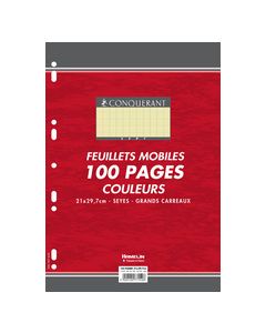 Photo CONQUERANT SEPT : Lot de 100 pages - Feuillets mobiles Séyès - Jaune -210 x 297 mm