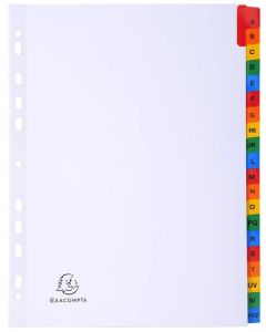 Photo Jeu de 20 Intercalaires alphabétiques avec touches couleurs renforcés - 225 x 297 mm - A4 EXACOMPTA Image