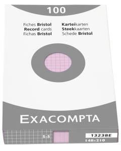 Photo Fiches Bristol quadrillées - 148 x 210 mm - Rose EXACOMPTA Image