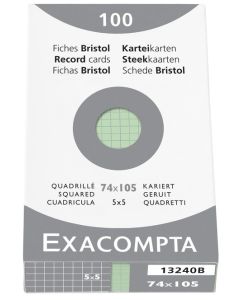 Photo Fiches Bristol quadrillées - 74 x 105 mm - Vert EXACOMPTA Image