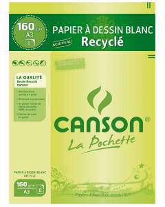 Photo CANSON feuilles A3 de papier à dessin recyclé - Blanc 160 g