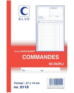 COMMANDES Carnet autocopiant  Dupli - 210 x 140 mm 2115 Elve