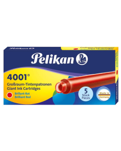 Photo Boite de 5 grandes cartouches d'encre - Rouge : PELIKAN 4001 GTP/5