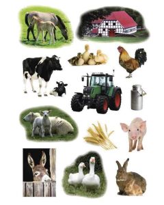 Photo HERMA : Lot de 39 stickers en papier - Photo d'animaux de la ferme - 3358