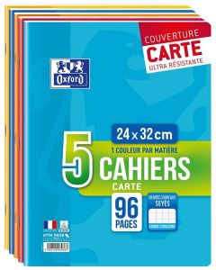 Photo Lot de 5 Cahiers 96 pages - Grands carreaux - 240 x 320 mm OXFORD