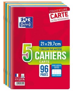 Photo Lot de 5 Cahiers 96 pages - Grands carreaux - 210 x 297 mm OXFORD