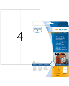 Photo Étiquettes adhésives ultra résistantes amovibles - 105 x 148 mm - Blanc HERMA